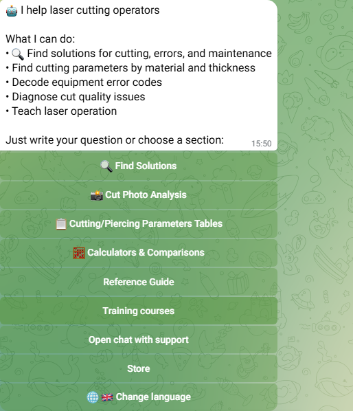 SBM Laser Help bot — 9 tools