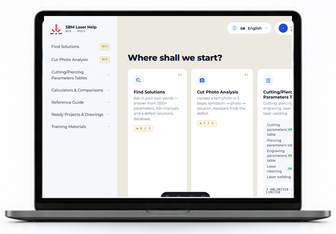 SBM Laser Help web app